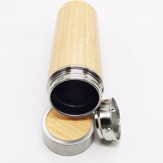 Персонализированная термокружка из бамбука/нержавеющей стали/350 мл с ситечком