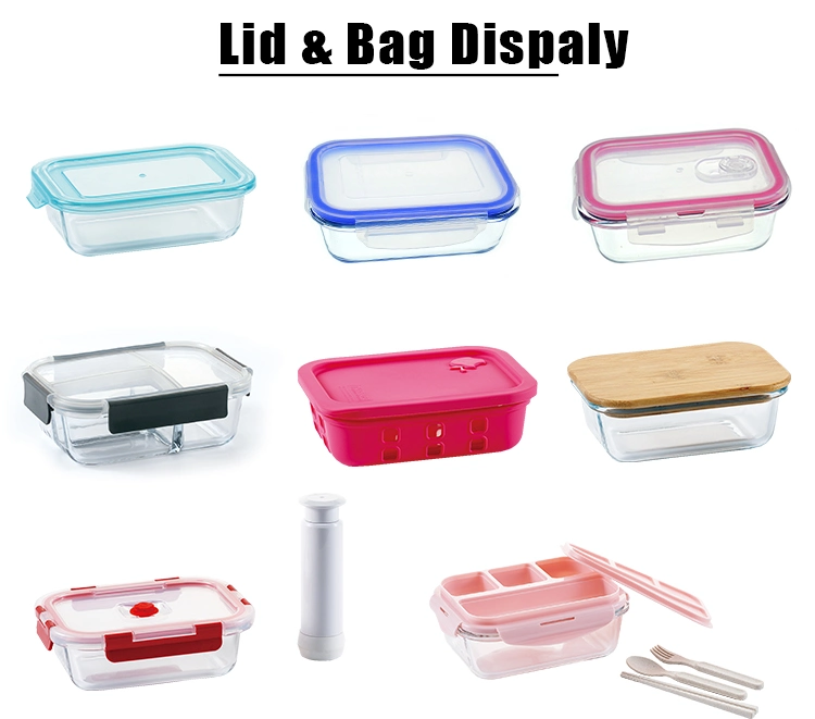 1480ml Kitchen Lunch Box Microwave Glass Bowl Glass Crisper with Wooden Cover