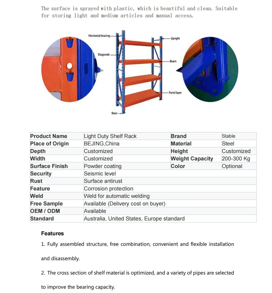 Custom Multi-Layer Adjustable Lightweight Shelf Storage