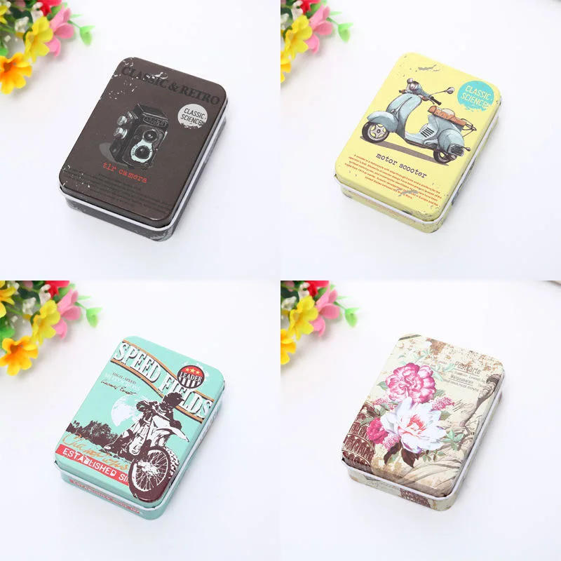 Retro Candy Gift Case Metal Storage Can Colorful Cartoon Custom Card Packing Rectangle Tin Boxes